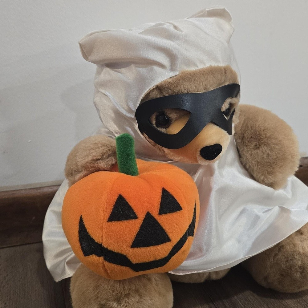 Vintage "Kookie Spookie" Ghost Plush Halloween Bear 12" Stuffed Animal Toy 1989 - Picture 2 of 8